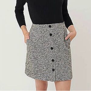 LOFT Button Up Tweed/Wool Blend Skirt